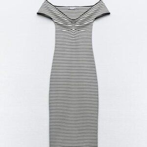 STRIPED STRETCH KNIT DRESS